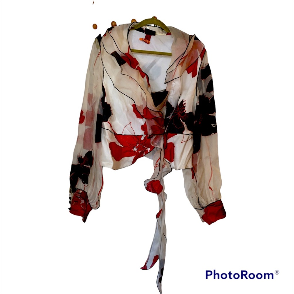 JS collections 100% Silk wrap blouse Sz 16